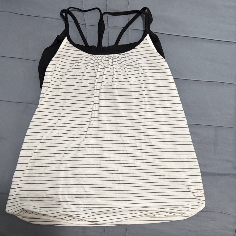 CALIA by Carrie Underwood Black and White Striped Tank Top